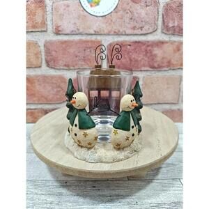 2003 Christmas Snowman Votive Holder By Suzi Skoglund House Trees Tea Light